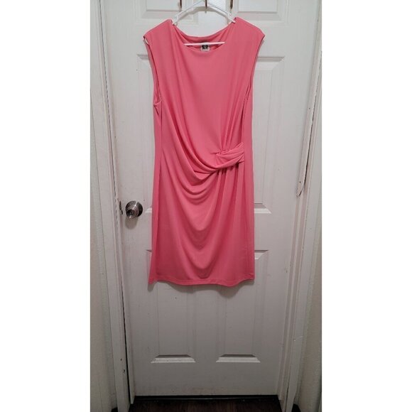 ANNE KLEIN WOMEN'S  PINK SHEATH SCOOP NECK SLEEVELESS STRETCH DRESS SIZE 16 - Picture 1 of 9